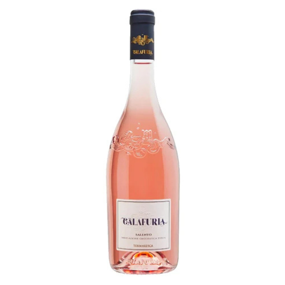 Bottle of Galafuria Rosé wine on a white background