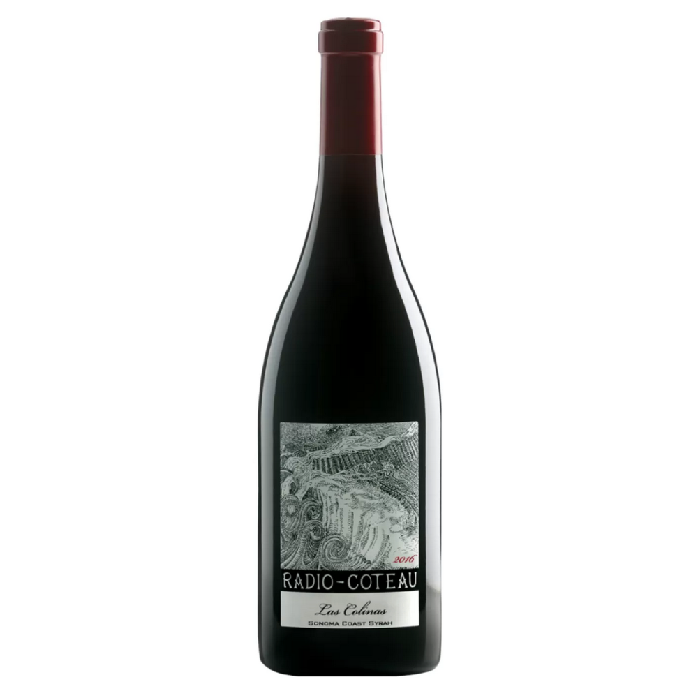 Radio Coteau Las Colinas Red wine bottle with a label on a white background