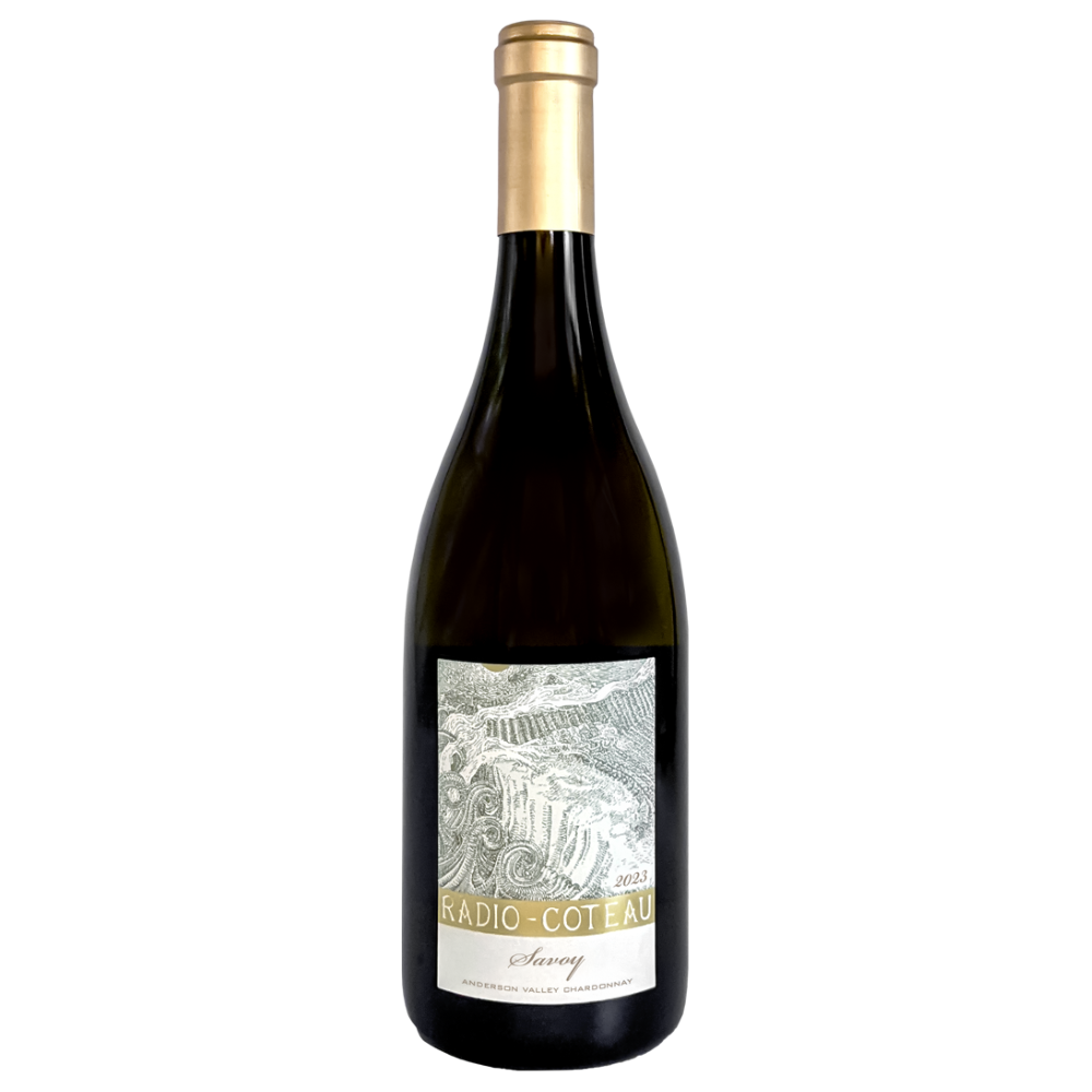 Radio Coteau Savoy. Wine bottle with a label on a white background