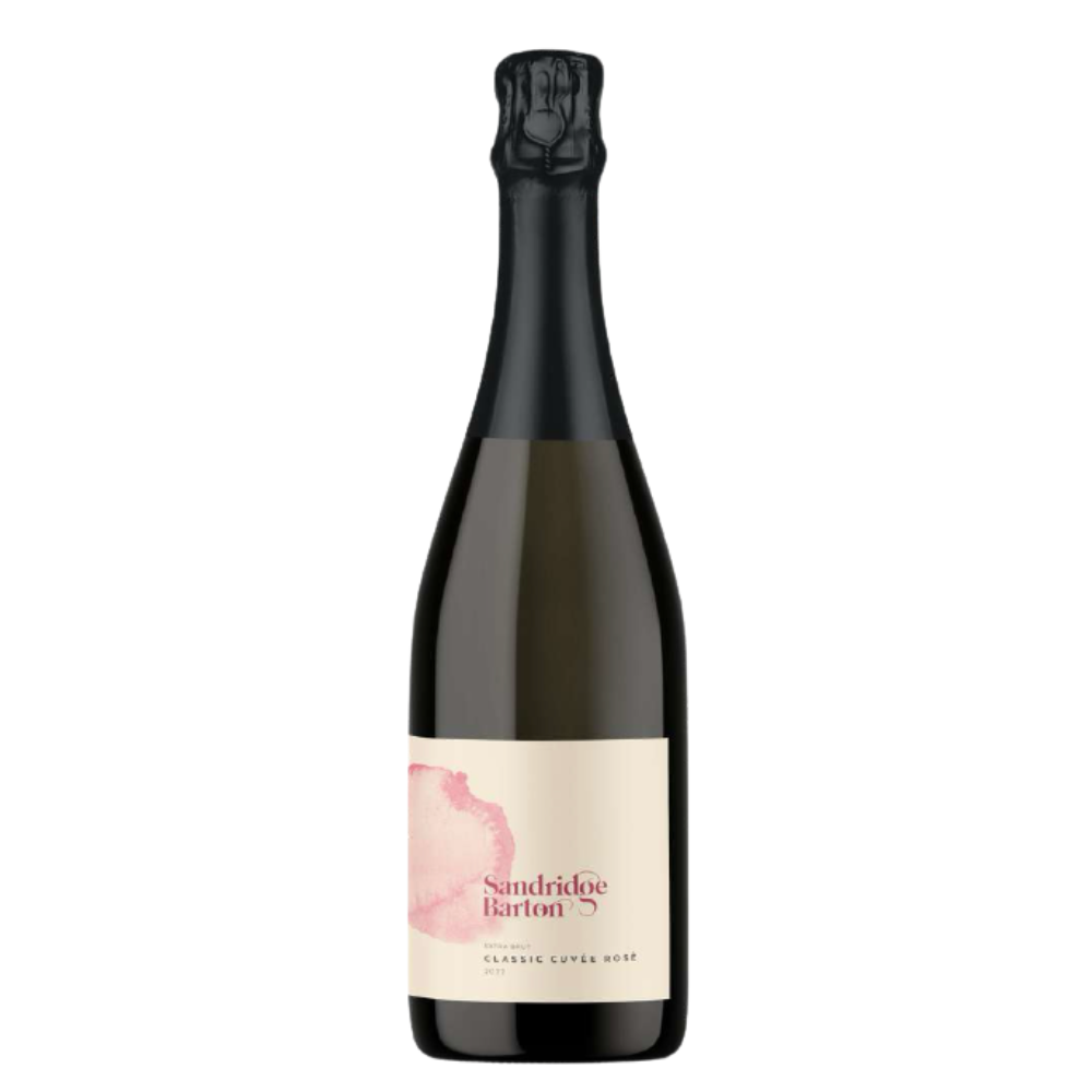 2022 Sandridge Barton Classic Cuvee Rose. Wine bottle with a label on a white background