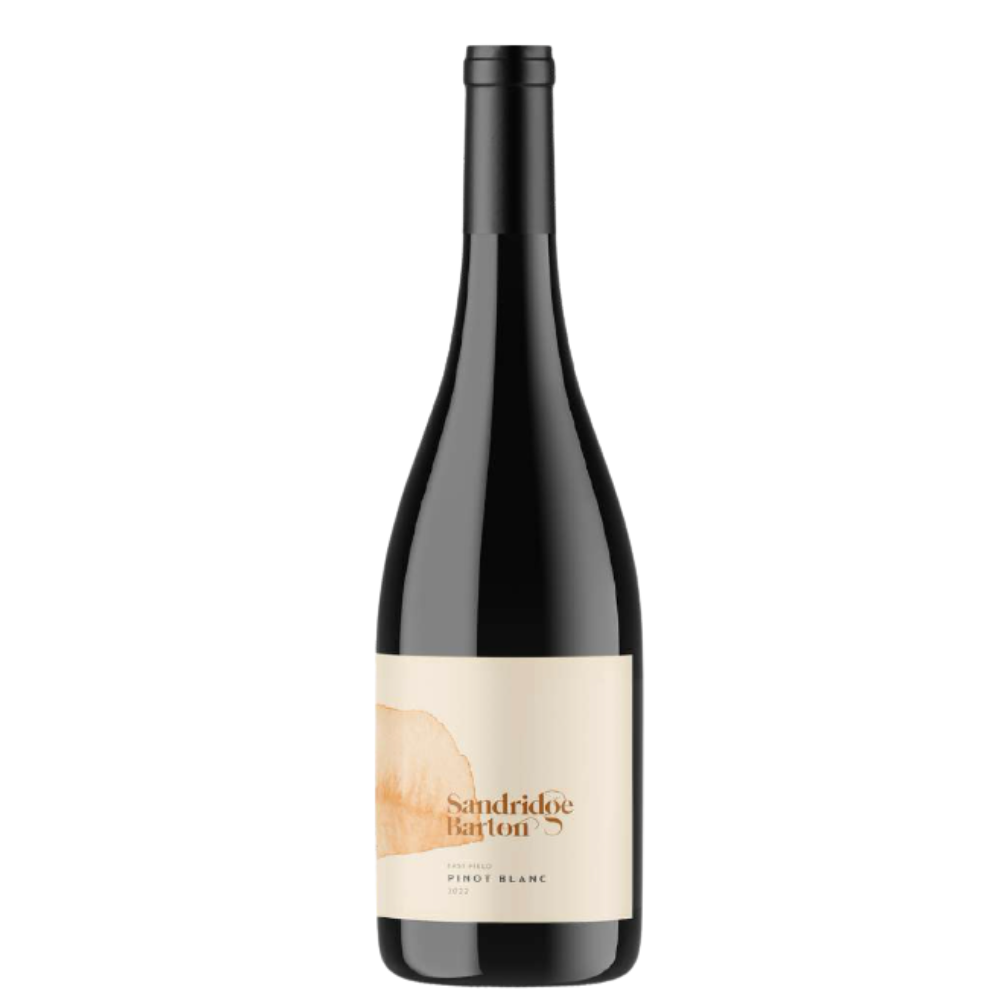 2022 Sandridge Barton Pinot Blanc. Wine bottle with a visible label on a white background