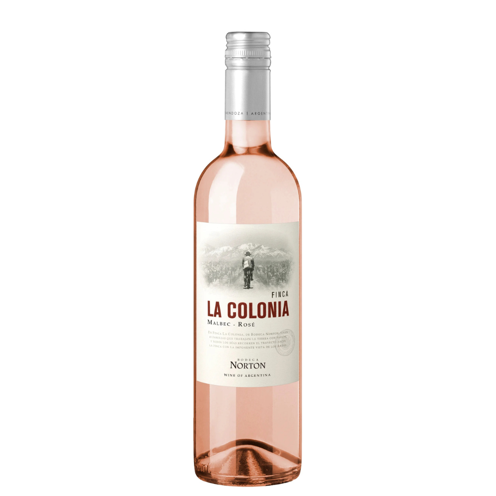 Rose wine bottle labeled 'La Colonia' on a white background
